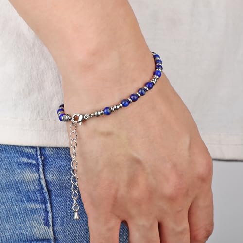 LPBeads Beaded Bracelets for Women Energy Gemstone Charm Jewelry Adjustable Bracelet Gifts for Mom, Daughter, Wife, Friends, Bestie - color: Lapis Lazuli