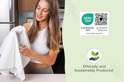 Organic Cotton White Dish Towels - 10 Pack Quick Drying White Kitchen Towels - Lint-Free Organic Cotton Dish Cloths - Extra Large Highly Absorbent Blank Tea Towels - 27"x27" - color: White