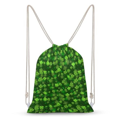 St Patricks Day Green Shamrock Clover Leaf Grass Portable Canvas Drawstring Backpack with Drawstring Pockets 30x40cm - color: St Patricks Day Green Shamrock Clover Leaf Gr, size: 30x40cm