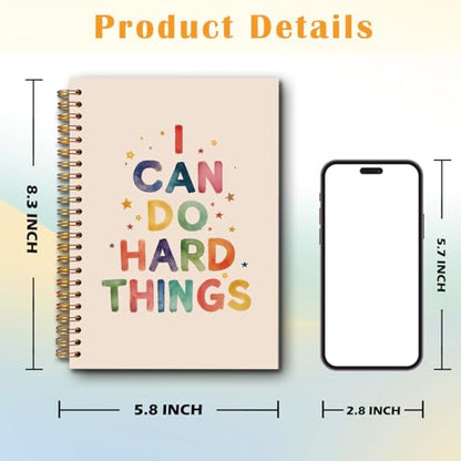 JINYO I Can Do Hard Things Inspirational Notebook, Motivational Positive Notebooks for Note Taking, Affirmations Journals for Writing, Colorful Aesthetic Spiral Notebook 5.5x8.3 Inch - color: white I Can Do Notebook