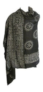 Om Ohm Mantra Yoga Meditation Cotton Altar Cloth Prayer Shawl Tapestry Large - color: Black W/ White
