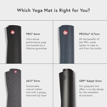 Manduka PRO Yoga Mat - 6mm | Lifetime Durability | Hygienic Construction | Premium Studio Quality | Teacher Approved - color: Black, size: 71" x 26"