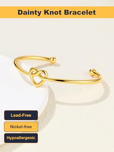 U7 Unisex Simple Cuff Bracelet 18K Real Gold Platinum Plated Fine Bracelets Fashion Jewelry Open Bangle Cuff Bracelets, Twisted or Heart Style - color: D.Knot Bracelet-Gold