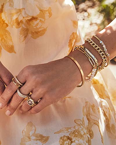 POTESSA 18K Gold Plated Cuff Bracelets Adjustable Dainty Bangle Handemade Jewelry for Women - style: Brushed