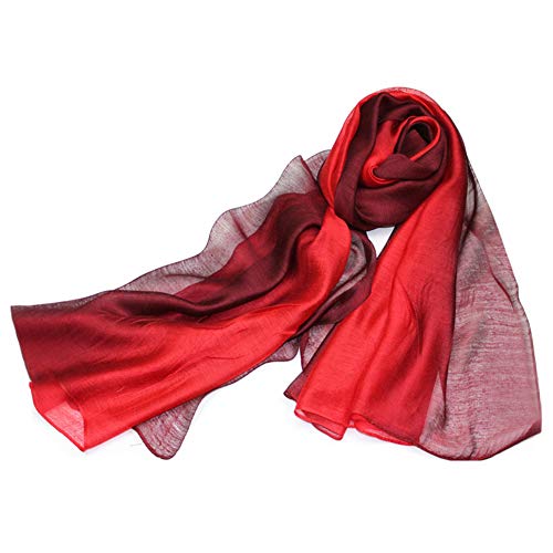 Cotton Silk Scarf Elegant Soft Wraps Color Shade Scarves for Women - color: Red