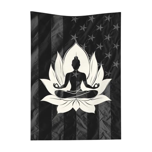 Buddha Meditation Flower Flannel Throw Blanket 30x40 Inch Cozy Soft Blanket for Sofa Bed Travel Camp1