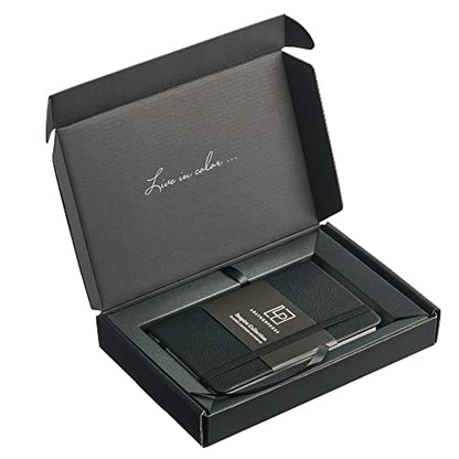Classic Leather Notebook, Hardcover, Midnight Black, Pocket (3.8" x 5.7"), 240 Pages, Inspire Collection - color: Midnight Black, size: Pocket