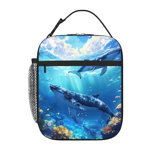 Orca Insulated Lunch Box for Women Men Orca Lunch Bag for Work,Picnic,Travel,Hiking,Beach or Fishing Polyester - color: Orca01
