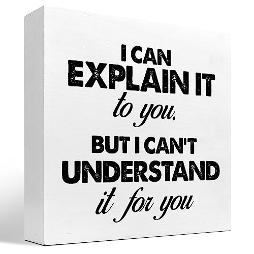 z-crange Funny Wooden Box Sign, I Can Explain It to You but I Can't Understand It for You Humorous Wooden Sign, Wood Box Plaque for Home Farmhouse Desk Shelf Decor - style: I Can Explain
