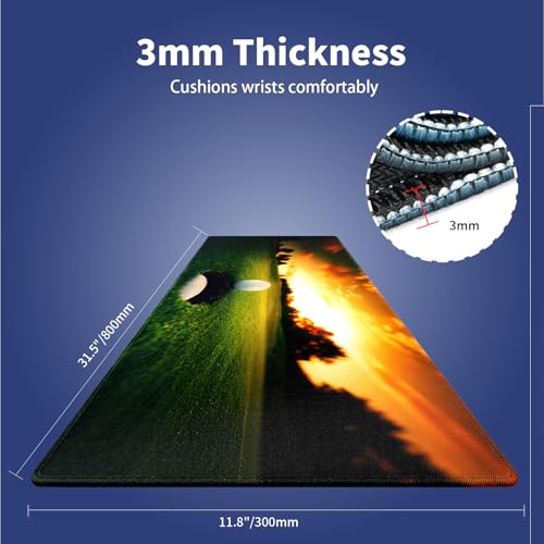 Extra Large Gaming & Office Mouse Pad (31.5" x 11.8") – Golf Ball Near Hole Golf Field, Premium XXL Desk Mat with Durable Stitched Edges & Smooth Fabric Surface & Anti-Slip Rubber Base - color: Golf Ball Near Hole