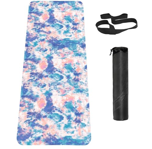 Non Slip Yoga Mat TPE Workout Mat for Men Women, Thick Workout Mat with Carrying Strap, Fitness Mats for Exercise, Yoga, Fitness, Pilates, Floor Workouts (72" x 24" x 6mm) - color: Multicolored C