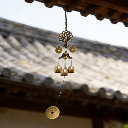 Wind Chimes Outdoor Fortune Tree WindChimes Metal Bells Wind Chime Christmas Decor Home Garden Hanging Decoration Gift One Size