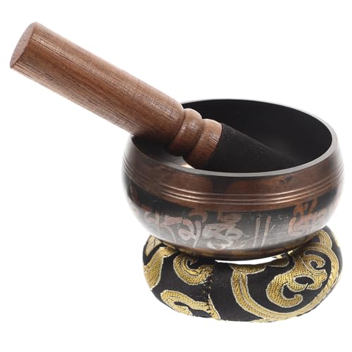 Tibetan Meditation Singing Bowl with Mallet Zen Sound Bowl for Yoga Spiritual Therapy Relaxation and Home Decor for Buddhists and Mindfulness Practice Random Color