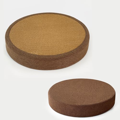 Meditation Floor Pillow,Round Memory Foam Chair Pad,5cm Thick Large Seat Cushion,Suitable for Living Room,Dining Room,Office,with Zipper,Washable(60cm, Brown) - color: Brown, size: 60cm