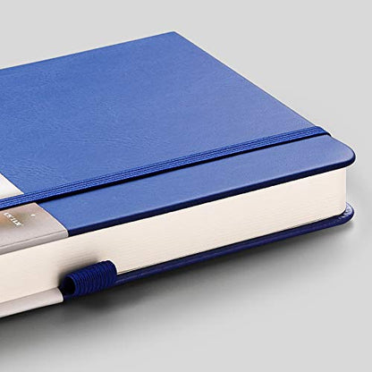 EMSHOI Dotted Journal Notebook, 256 Pages, 120 GSM Thick Paper, A5 Small 5.75"x8.38", PU Leather Hardcover, 5mm Dot Grid Notebook for Journaling, Planning, Drawing, Writing, Blue - color: Blue, size: A5-Dotted