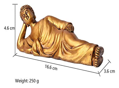LQX Sculpture Tabletop Crafts Figurines Collectible Prop Thai Sleeping Buddha Statue Meditation Sculpture Ornament Resin Figurine Gift Kids Small,Silver (Color : Golden) - color: Golden,silver