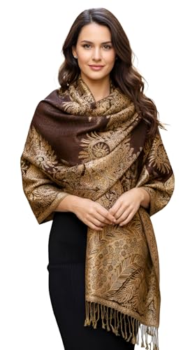 SERENITA Pashmina Scarf for Women Large Cashmere feel Big Paisley Rave Shawl Wraps, Soft Scarves Travel Accessories