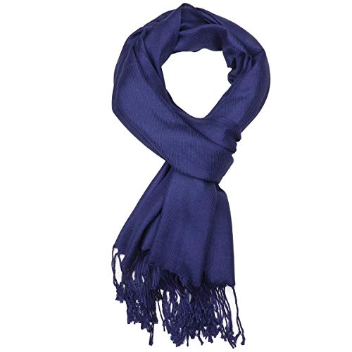 Falari Women's Soft Solid Color Pashmina Shawl Wrap Scarf, for Wedding, Bridesmaid Gifts, Evening Dress - color: Navy Blue