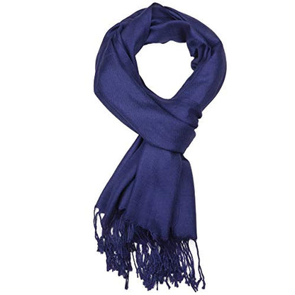 Falari Women's Soft Solid Color Pashmina Shawl Wrap Scarf, for Wedding, Bridesmaid Gifts, Evening Dress - color: Navy Blue