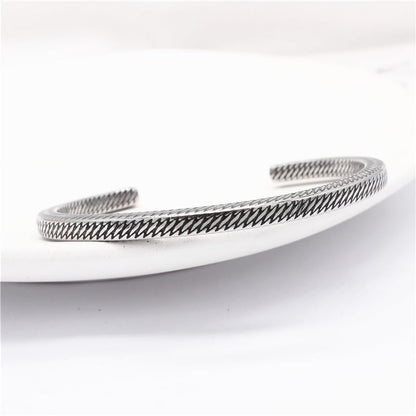Handmade 925 Sterling Silver Bangle Bracelet Simple Silver/Gold Adjustable Cuff Bangles Durable Stainless Steel bracelet for Men &Women Daily Jewelry Gift for Anniversary Birthday Gift - color: Bangle-23