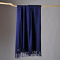 CUDDLE DREAMS Premium Cashmere Throw Blanket with Fringe, Luxuriously Soft (Navy) - color: Navy