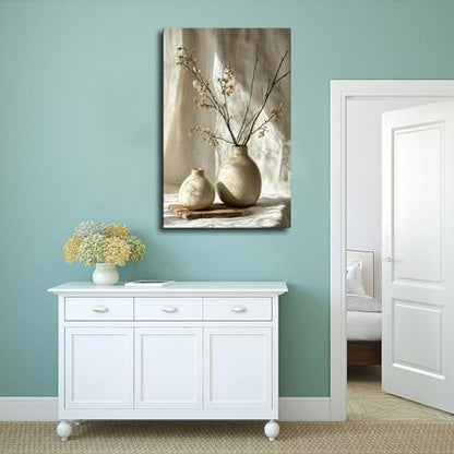 ZMLIS Neutral Zen Wall Art – Wabi-Sabi Inspired Still Life Canvas for Modern Living Room, Yoga Room Or Entryway Canvas Poster Bedroom Decor Sports Landscape Office Room Decor Gift 16x24inch(40x60cm)