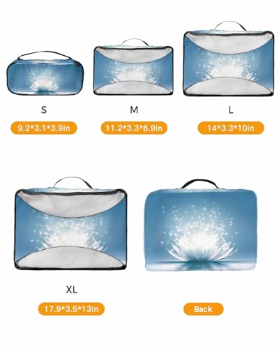 Meditation Lotus Flower 4 Set Packing Cubes, Asian Zen Spiritual Packing Cubes for Carry on Suitcase Travel Essential Bag for Clothes Shoes Cosmetics Toiletry