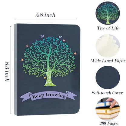 Fanery Sue Tree of Life Journals For Women & Men A5 Lined Wide Ruled Writing Personal Diary Notebooks 180° Lay Flat Thick Paper Hard Cover Leatherette 200 Pages(Blue) - color: A1-Blue, style: Single（Tree of Life）