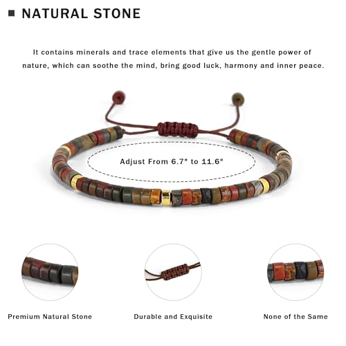 VIBILIA Get Well Gifts for Women, Inspirational Gifts Natural Stone Healing Bracelet, Thinking of You Encouragement Strength Bracelets for Women on Birthday Valentine's Day Easter Mother's Day - color: B. Jasper Stone