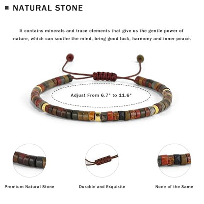 VIBILIA Get Well Gifts for Women, Inspirational Gifts Natural Stone Healing Bracelet, Thinking of You Encouragement Strength Bracelets for Women on Birthday Valentine's Day Easter Mother's Day - color: B. Jasper Stone