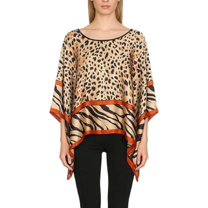 Women's Satin Cover Up Short Poncho Tops Sheer Chiffon Boho Pashmina Shawl Beach Soft Shawl - color: Style11