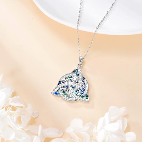 Witch Knot/Trinity/Triple Moon Necklace S925 Sterling Silver Protection Jewelry Gifts for Women - style: nudo de bruja