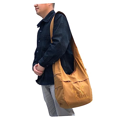 Buddhist Scriptures Sling Bag Ethnic Style Cotton Canvas Monk Bag Zen Meditation Crossbody Pouch for Sundries and Jewelry Storage