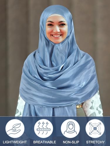 Geyoga Women's Scarf Shawls and Wraps for Evening Dress Fashion Scarf for Wedding Bridesmaid Ramadan Gifts - color: Light Blue