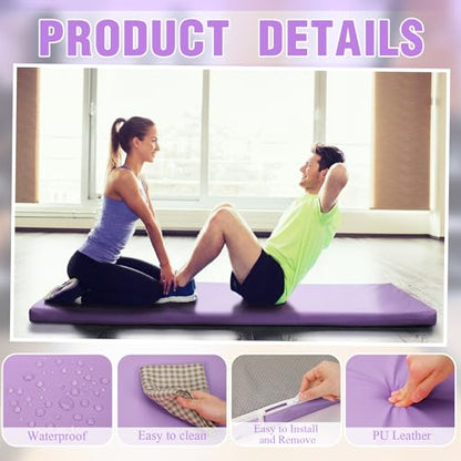 Lyrow 3 Inch 72"x 24" Thick Foldable Yoga Mat with Carry Strap, Non-slip Portable Foam Gym Mat for Yoga, Pilates and Stretching - color: Lavender Purple
