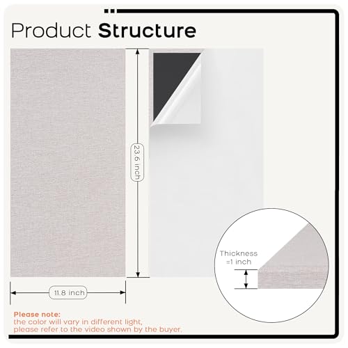 BUBOS 4 PCS Fabric Acoustic Panels, 23.6''x11.8''x1'' Self-Adhesive Soundproofing Panels for Home Studio, Office & Living Room, Sleek Design to Eliminate Echo,Fabric-Clad Linen - color: Linen, size: 23.6''x11.8''
