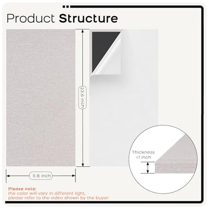 BUBOS 4 PCS Fabric Acoustic Panels, 23.6''x11.8''x1'' Self-Adhesive Soundproofing Panels for Home Studio, Office & Living Room, Sleek Design to Eliminate Echo,Fabric-Clad Linen - color: Linen, size: 23.6''x11.8''
