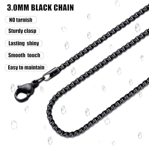 Fiusem Box Chain for Men, Silver Tone/14K Gold Plated/Black Stainless Steel Necklace for Men and Women, Width 2/2.5/3/4/5mm, Length 18-28 Inches