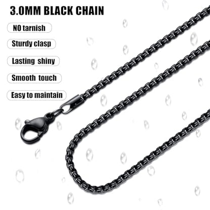 Fiusem Box Chain for Men, Silver Tone/14K Gold Plated/Black Stainless Steel Necklace for Men and Women, Width 2/2.5/3/4/5mm, Length 18-28 Inches