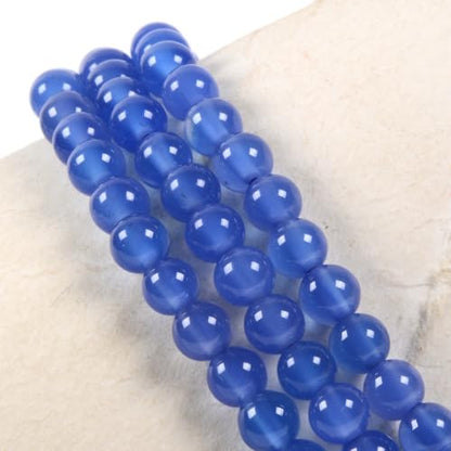 Justinstones Gem Semi Precious Gemstone 3pcs 4mm Round Beads Stretch Bracelet 6.5 Inch Unisex - color: Blue Agate
