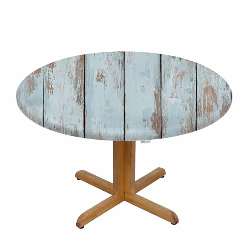 Pastel Wood Round Tablecloth Wooden White Blue Plank Waterproof Oil-Proof Table Cover Table Cloth For Indoor Dining, Outdoor Picnic Parties, Camping ,Fits For Table 40-44" - color: Pastel Wood