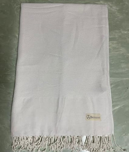 Bersuse 100% Cotton Ventura XL Throw Blanket for Couch - 100% Cotton - 60x90 Inches, White - color: White