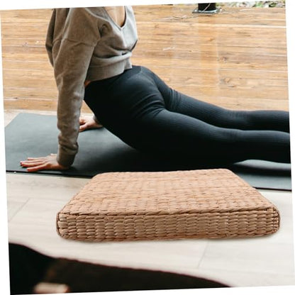 ABOOFAN Straw Woven Square Mat Floor Cushion for Yoga Meditation Bedroom Decor