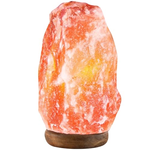 UMAID Himalayan Salt Lamp 8–10"(7–11 lb) Dimmable Pink Rock Salt Lamp with Wooden Base & Night Light Bulb, Spa Decor for Meditation Room, Massage Stones Ambiance, Desk & Bedroom,Gifts for Men & Women - style: Modern Salt Lamp