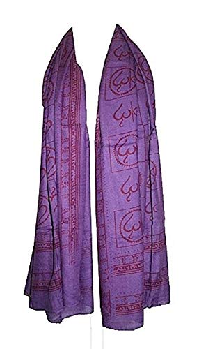 OMA Large OM Sign Block Printed Shawl Soft Scarf For Meditation & Yoga - Premium Quality BRAND - color: Purple