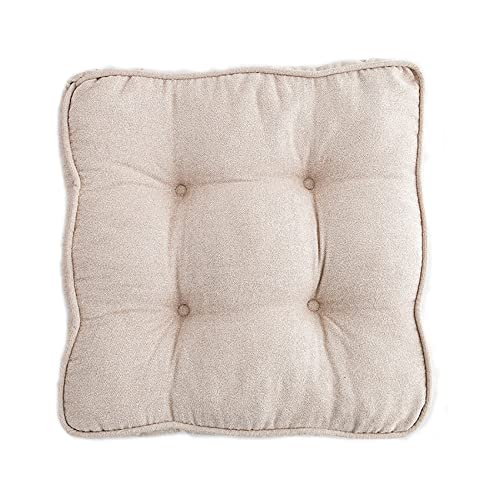 Meditation Floor Pillow,Square Seat Cushions Tufted Thicken Chair Cushion for Tatami Office Kitchen Chair Bench Sofa Seat Pad-Beige 45x45x8cm(17.7x17.7x3in) - color: Beige