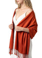 Achillea Lightweight Pashmina Scarf for Women – Soft Silky Shawl Wrap for Evening Dresses, Bridesmaids & Everyday Wear - color: Burnt Orange
