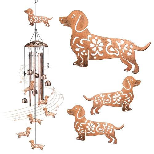 Dachshund Dog Wind Chimes for Outside,41" Metal Windchimes, Housewarming/Easter/Halloween/Festival Gifts for Women/Men, Pet Memorial Wind Chimes for Dogs, Dachshund Decor for Outside, Patio or Garden - size: Dachshund