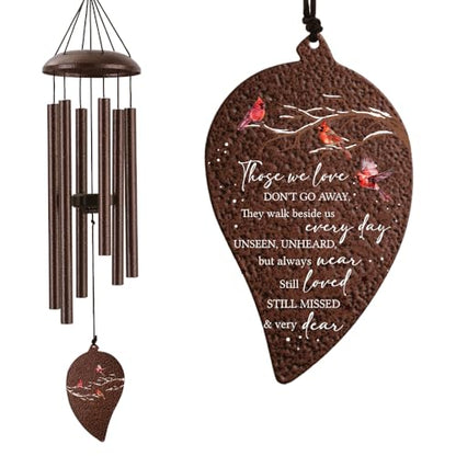 Memorial Sympathy Wind Chimes for Loss of Loved One 32'', Cardinal Wind Chimes in Memory of a Loved One, Cardinal Memorial Gifts, Bereavement Condolence Remembrance Gifts,Bronze - size: 32 inches