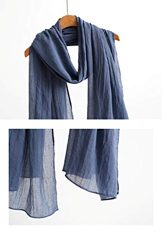 Jeelow Solid Color Scarf Wrap Shawl for Women Men – Soft Lightweight Head Scarf, All Season, Travel Beach Office Daily Wear - color: Blue Jean